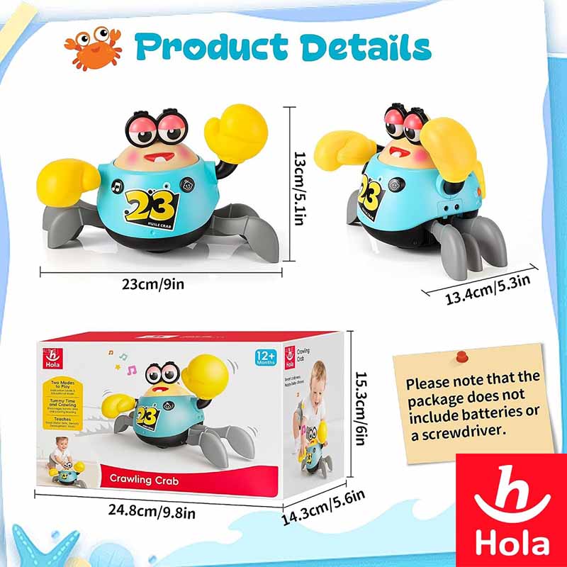 خرچنگ متحرک آموزشی و تعاملی هولا Hola Crawling Crab HE 9972 | موزیکال و چراغ‌دار